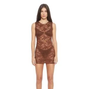 Danielle Guizio Brown Mini Lace Dress